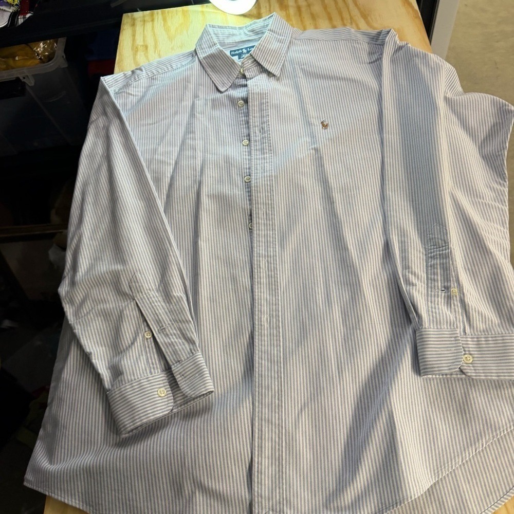 Ralph Lauren Blake Button Down Shirt Men's XL Blue White Stripe